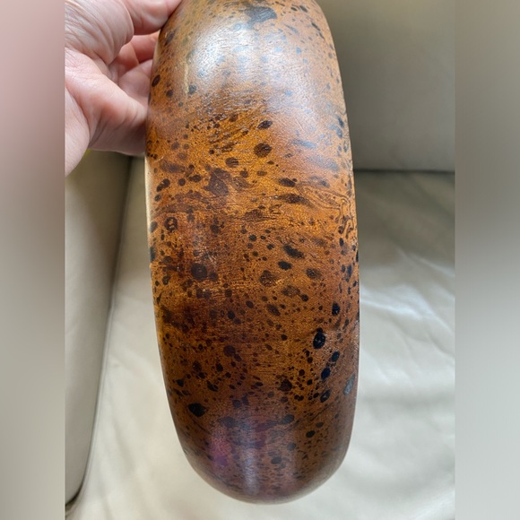 Lipper Mango Wood Round Bowl Tropical Centerpiece Bowl Marbleized Finish - Picture 4 of 8